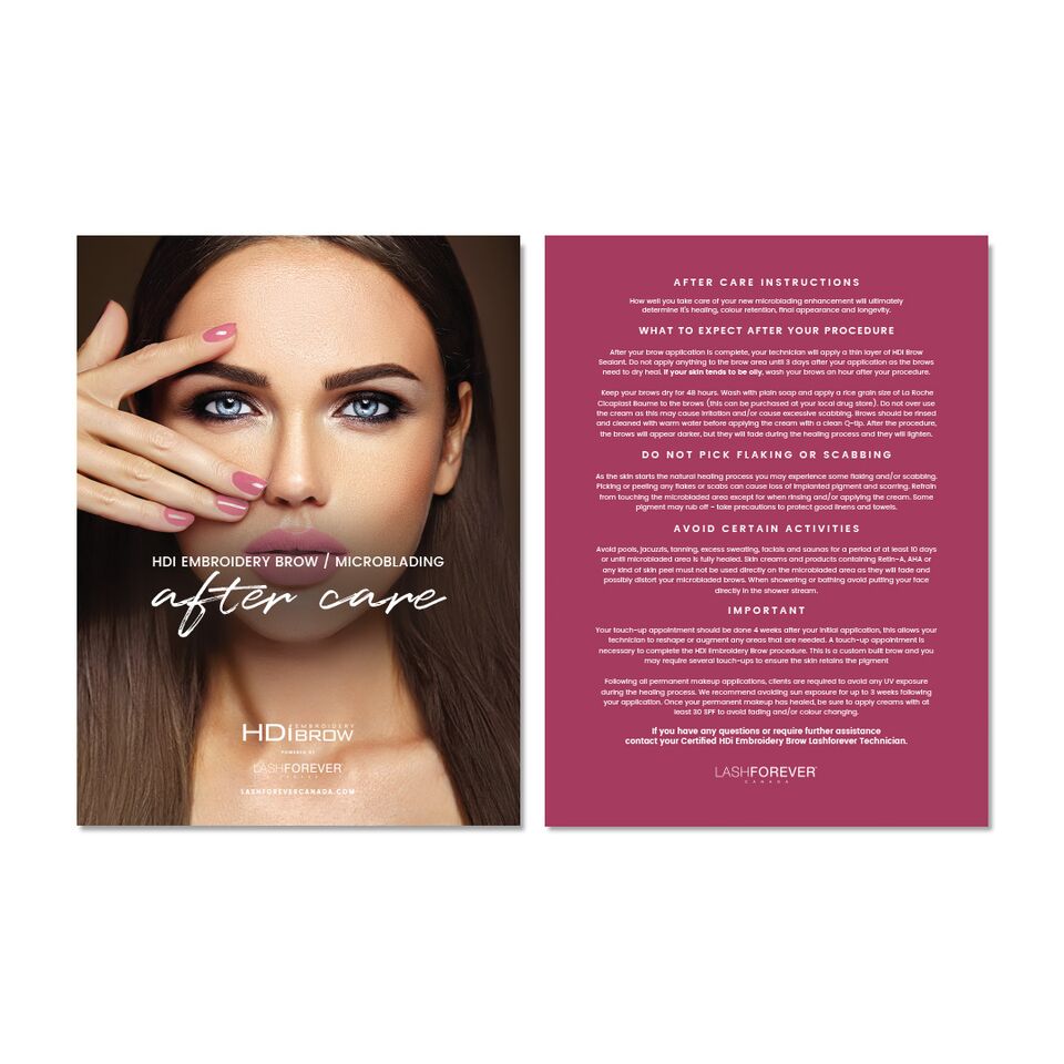 HDi Brow Microblading After Care Postcard - DIGITAL DOWNLOAD-Marketing Materials LASHFOREVER CANADA